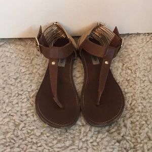 Steve Madden dark brown and gold sandals